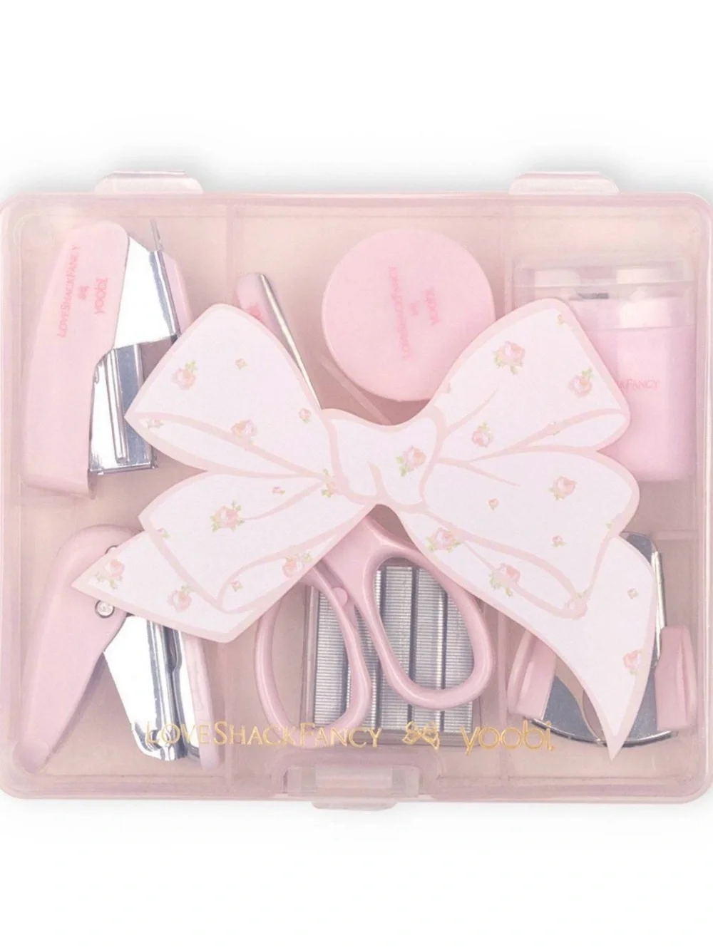 LoveShackFancy Mini Desk Supply Kit Floral Office Set Stapler Tape Scissors